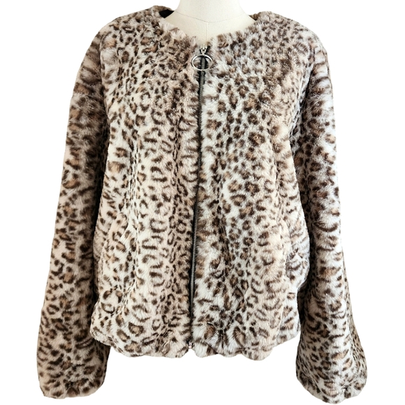Sebby Jackets & Blazers - Sebby Collection Faux fur leopard animal print coat jacket. Size L. Nwot